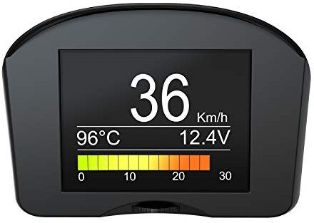 OBD2 Autowassertemperaturanzeige Digitaler OBDII Drehzahlmesser KMH/MPH Überdrehzahlalarm Autoscanner für Allgemeine Fehlercodes Mit LCD Anzeige für die größten 12V Benzin und Dieselfahrzeuge