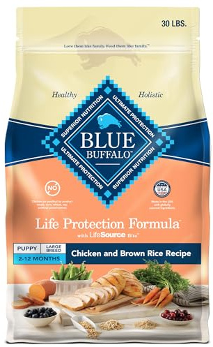 Blue Buffalo Life Protection Formula Large Breed Puppy Dry Dog Food with DHA, Vital Nutrients & Antioxidants, Made with Natural Ingredients, Chicken & Brown Rice Recipe, 30-lb. Bag