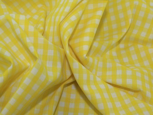 45 wide 1/4 Check Corded Gingham Dress Fabric Yellow - per metre