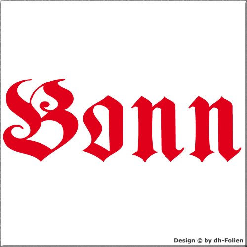 cartattoo4you® AH-00654 | BONN - Fraktur/Altdeutsche Schrift | Autoaufkleber Aufkleber Farbe hellrot, in 24 Farben erhältlich, glänzend 57 x 20 cm Waschstrassenfest