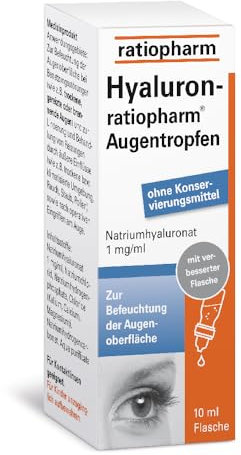 Hyaluron-ratiopharm® Augentropfen: Für die Befeuchtung von trockenen, gereizten oder brennenden Augen. Auch für weiche und harte Kontaktlinsen geeignet, 10 ml