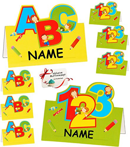 alles-meine.de GmbH 24 Stück Tischkarten/Platzkarten - Schulanfang & Schultüte - für Jungen & Mädchen - zum Schulanfang & Schuleinführung/Kindergeburtstag - Party Karte..