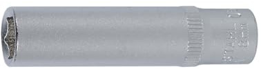 SW-Stahl 05430-8,0SB Tiefer Steckschlüsseleinsatz 8 mm, 1/4 Zoll Nuss | Lange Ausführung aus Chrom-Vanadium-Stahl, Sechskant-Profil, 50 mm Länge, matt verchromt, Premium-Qualität auf Halter