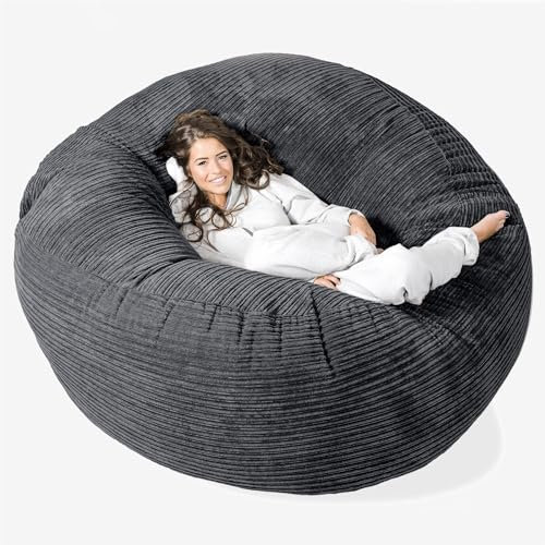 Lounge Pug, 'Mega-Mammoth' Sofa Sitzsack XXL, Schlafsofa, Cord Schwarz