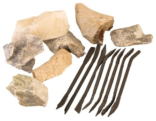 artdee Speckstein-Set: 1,5 kg Speckstein + 8 Feilen