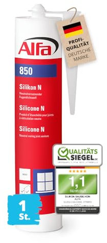 1x Alfa Bau-Silikon 300 ml Weiß UV- & witterungsbeständig - Qualitäts-Dichtstoff - Fugendichtstoff - Sanitär