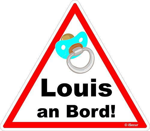 easydruck24de Auto-Aufkleber Baby an Bord, Louis I kfz448 I 16 x 14 cm groß I Junge Sticker mit Schnuller I Hinweis-Aufkleber Achtung Vorsicht I wetterfest