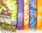 Kunsthandwerk Asien Sarong STAMPBATIK, Pareo, Hüfttuch, Wickel-Rock, Strandtuch, Gelb, Orange, Blau, Türkis, Rot und Hellgrün (Blau)