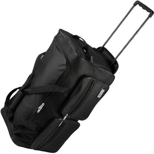 Leonardo® Reisetasche mit Rollen 132L | Sporttasche mit Teleskopgriff | Weichepäck Sporttasche XXL | Trolley Reisetasche Leicht & Robust | 81,5x39x41,5 cm | Schwarz