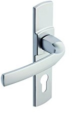 Vachette Ensemble de Poignée de Porte sur Plaque ARTIS - Version Clé I pour Porte d'Entrée, Cave, Abris de Jardin à Cylindre - Entraxe 165 mm - en Zamak Résistant - Garantie 10 Ans - Finition Platine