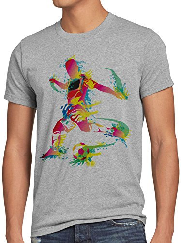 style3 WM 2026 Deutschland Fußball T-Shirt Herren Fussball Weltmeisterschaft Europa Fan-Shirt, Größe:M, Farbe:Grau meliert