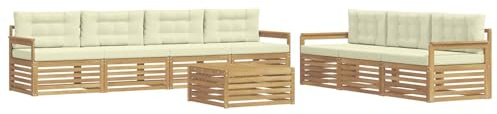 vidaXL Outdoor-Sofagarnitur 8 pcs Weiß und Creme 79 x 79 x 37 cm, Garten Sofa, modernes Outdoor-Mobiliar, Bequeme Lounge-Ecke für Terrasse und Patio
