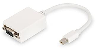 DIGITUS Mini DisplayPort Grafik Adapter, mDP zu VGA, Full HD 60Hz, 1920 x 1080 Pixel, Weiß