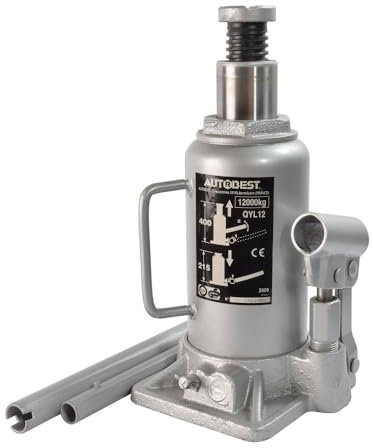 Cric hydraulique bouteille, capacité 12T, hauteur levage de 215 à 400 mm - AUTOBEST