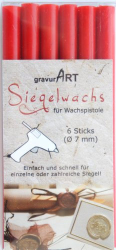 7mm Siegelwachs flexibel für Pistole - Rot, 6er Pack