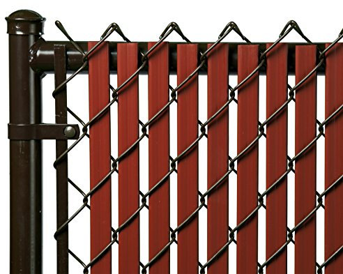 Tube Slats Made in America Privacy Inserts for Chain-Link Fence, Double-Wall Vertical Bottom-Locking Slats for 6' Fence Height (Redwood)