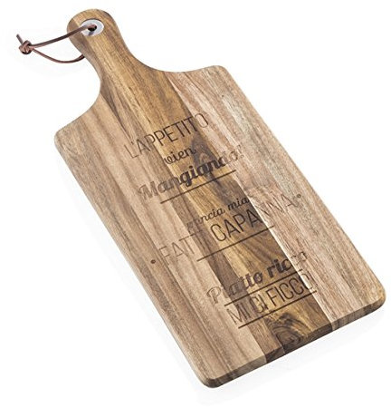 Brandani 54882, tagliere quadrato acacia con scritte incise