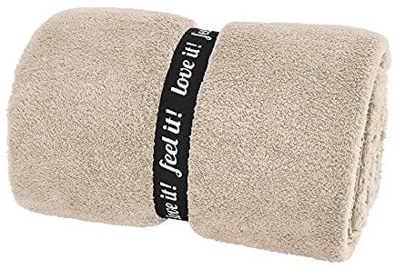 s.Oliver Wellsoft Kuscheldecke 150x200 cm – Super Flauschige Mikrofaser Decke beige, hochwertiger Polyesterflausch