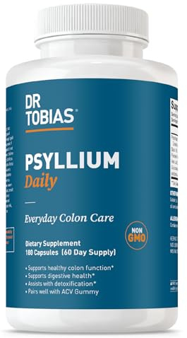 Dr. Tobias Psyllium Daily Fiber Supplement 180 Capsules | Gut Health