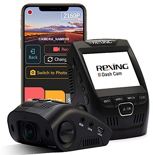 REXING V1-4K Ultra HD Car Dash Cam 2.4 LCD Screen, Wi-Fi, 170° Wide Angle Dashboard Camera Recorder with G-Sensor, WDR, Loop Recording, Supercapacitor