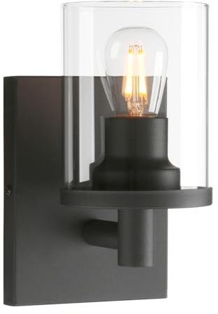 Yosoan Klar Glas Wandleuchten Vintage Industrie Loft-Wandlampen Antik Deko Design Wandbeleuchtung Leuchte, Lampe, Innenleuchte, Außenleuchte (Schwarz Farbe)