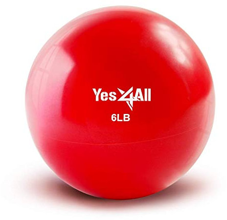 Yes4All K7HC Toning Ball Weich gewichtet, 2.7 kg Rot einzeln Krafttraining Gewichte & Zubehör Medizinbälle für Pilates, Yoga, Fitness