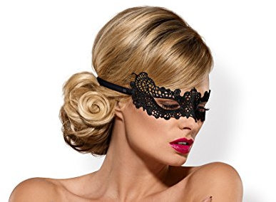 Maske Eye-Patch aus Spitze schwarz mit Satin-Band Augenbinde OneSize