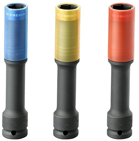 Facom NSI.3EL 1/2 Inch Special Impact Socket Spanner Set 3 Lengths (17-19-21 mm) Extra Long 1 Piece