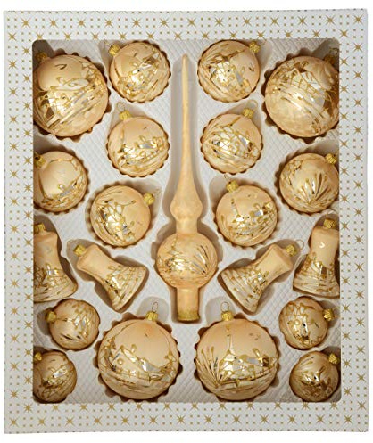 Jingle Bells Lauscha Christbaumkugel Set 21 teilig Golden Dreams