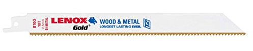 Lenox 21079B810GR 10 TPI Gold Power Arc Curved Metal Reciprocating Saw Blades (25 Pack), 8