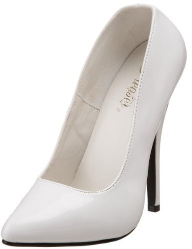 Pleaser Domina-420, Domina - 420, da Donna, Wht Pat, 40 EU