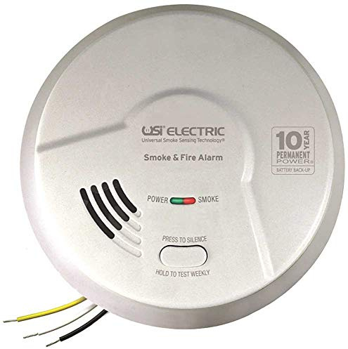 Universal Security Instruments Hardwired Ionization Smoke and Fire Alarm with Battery Backup, Model MI106