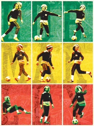Bob Marley Football Canvas Print, Multi-Colour, 60 x 80 cm