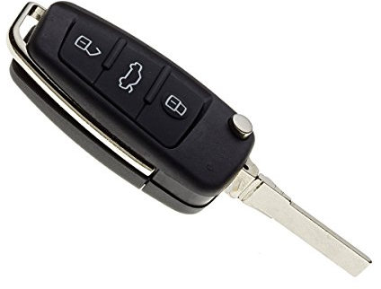 JONGO - Coque de Clé avec Lame Compatible avec Audi A1, A3, A4, S1, S3, RS3, RS6, TT, Q3, Q7 | Boitier Clef Plip Voiture Télécommande 3 Boutons