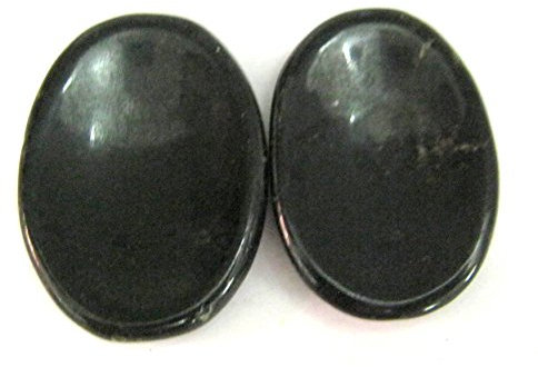Kraftvoller Satz von zwei schwarzen Turmalin-Sorgensteinen, Kristallheilungsgeschenk, Daumensteinen, Edelstein der psychischen Energie, Reiki, Feng Shui