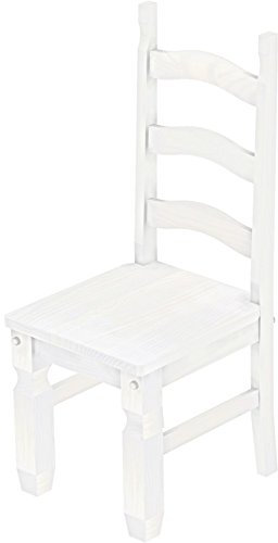 Holzstuhl Mexiko Pinie Weiss - Esszimmerstuhl Klassik Pinie Massivholz Echtholz - Variante & Farbe wählbar - Stuhl Holz Wohnzimmerstuhl Lehnenstuhl Lehne Küchenstuhl Landhaus Brasilmöbel