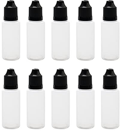 10x Black Plastic Empty Squeezable 20ml Dropper Bottles Eye Liquid Ejuice Empty Dropper(Bottle+Tip Cap+Cap)