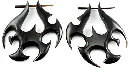 ISLAND PIERCINGS Ohrringe Hänger aus Horn schwarz Handarbeit ER181