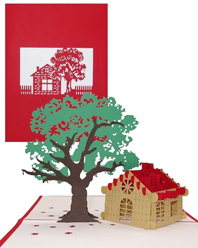 Pop Up Karte „Haus & Natur“ Grußkarte zum Eigenheim, Hausbau & Ruhestand – als Einladung, Geburtstagskarte & Einladungskarte zum Ausflug ins Grüne