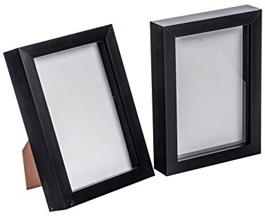 Nicola Spring 3D Shadow Box Photo Frames - 5x7 (12x17cm) - Pack of 2 - Black 3D Photo Frame Box Picture Frame Box Portrait Display Case for Crafts, Keepsakes, Wedding, Graduation