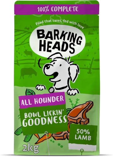 Barking Heads Complete Trockenfutter für Hunde, 2kg, für Erwachsene, All Hounder Bowl Lickin' Goodness Lamb, natürliche Immunität und Vitalität für den täglichen Gebrauch, vom Tierarzt zugelassen