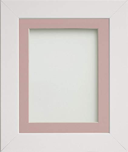 Frame Company Watson Range Bilderrahmen, 60 x 50 cm, mit rosa Passepartout, für Bilder, 50 x 40 cm, Weiß