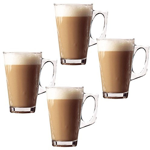 Taylor & Brown 240ml Pack of 4 Latte Glasses Mugs - Ideal for Tea Coffee Latte Cappuccino Espresso Hot Chocolate - Compatible with Most Coffee Machines
