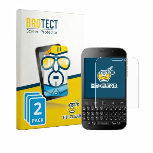BROTECT Schutzfolie für Blackberry Classic Q20 | 2 Stück Transparenter Displayschutz Made in Germany Klare Displayschutz-Folie Clear Einfache Montage Case-Friendly