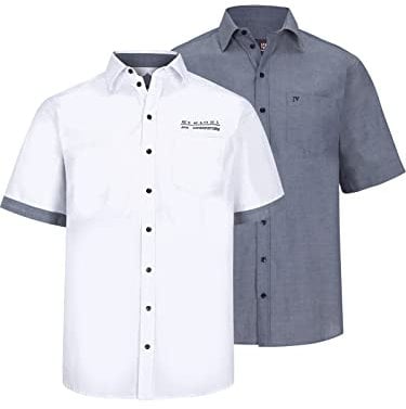 Jan Vanderstorm Herren Doppelpack Hemd Evin Kurzarmhemd | Reine Baumwolle | Größe L - 7XL weiß, 5XL (XXXXXL) - 51/52