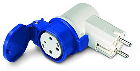 SCAME - 200.01624 Adattatore per la Ricarica di Veicoli Elettrici 2P+T 250V 16A IP20 - Adattatore con Spina Angolata 16A - Presa Tipo 3A - Spina schuko Franco Tedesca