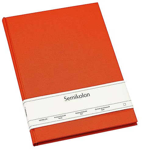 Semikolon 351243 Notizbuch Classic A4 blanko - 176 Seiten, cremeweißes Papier - Lesezeichen - orange orange