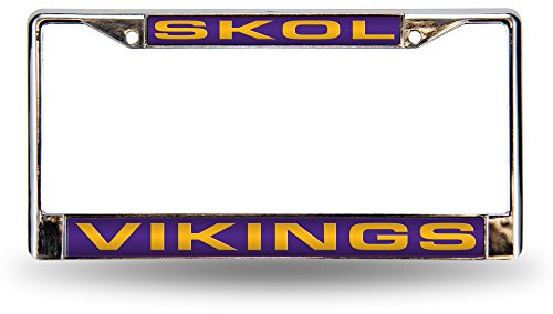 NFL Rico Industries Minnesota Vikings Alternate Chrome Laser License Frame 12 x 6 12 x 6 Laser Cut Chrome Frame - Car/Truck/SUV Automobile Accessory