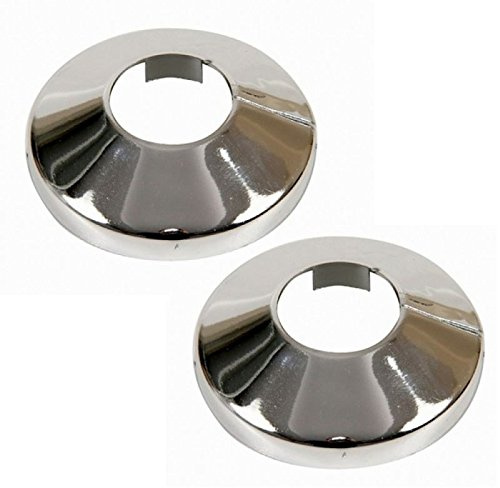 plumbing4home 2x Pieces Chromed PVC Plastic Radiator Pipe Cover Collar Rose 16mm Diameter