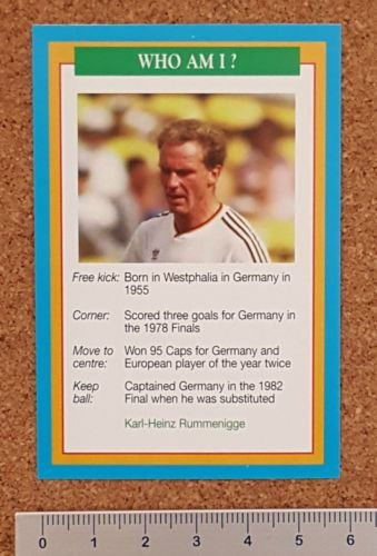QUESTION Sport World Cup Soccer Quiz football card West Germany RUMMENIGGE